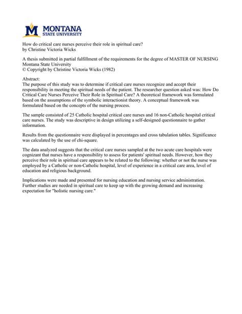 How do critical care nurses perceive their role in spiritual by .